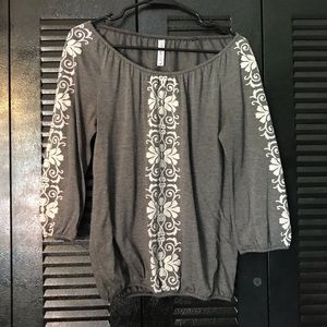 Grey Elastic Hem Top